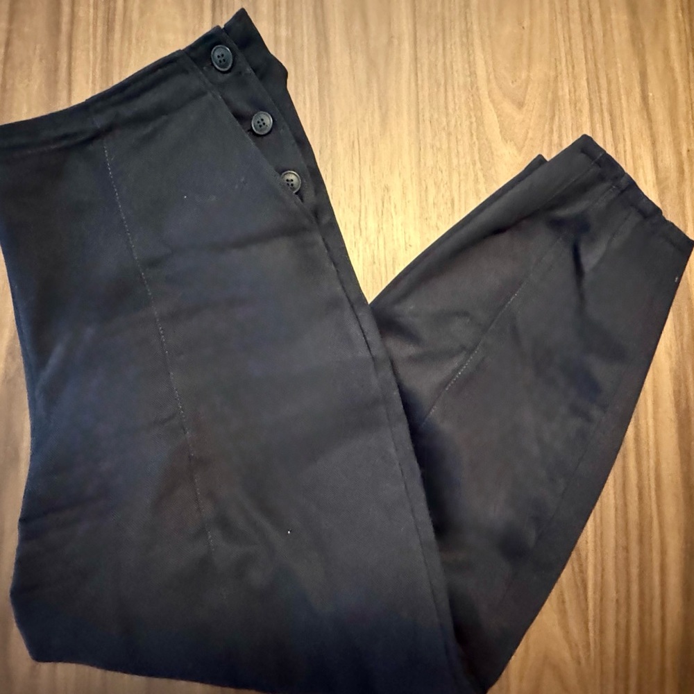 Ted Baker Black Women’s Cropped Barrel Pants with Button Detail